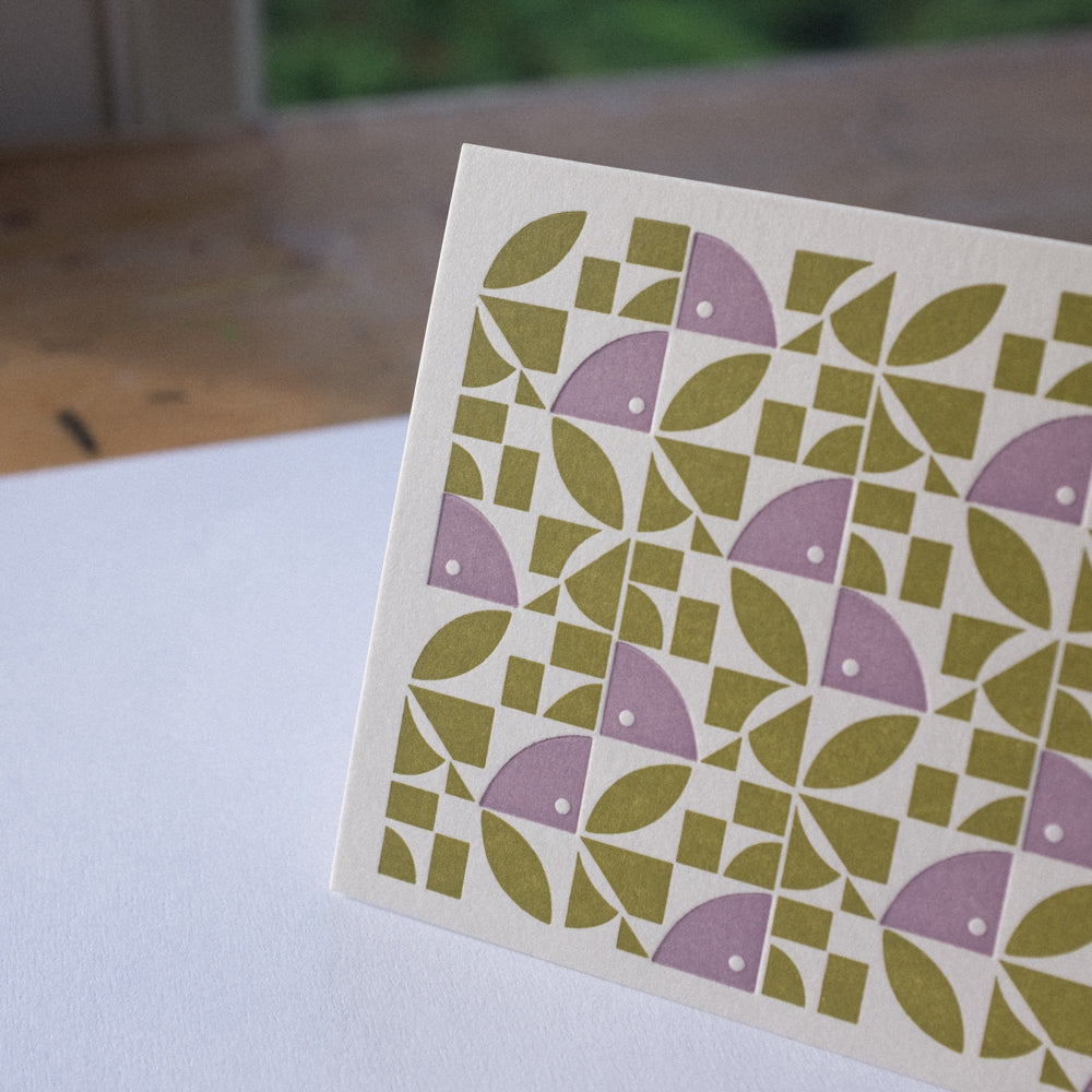BLOOM Letterpress Card <br>Olive/Mauve - Esme Winter